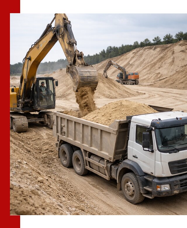 Доставка карьерного песка с самосвалами и разгрузкой в Муравленке