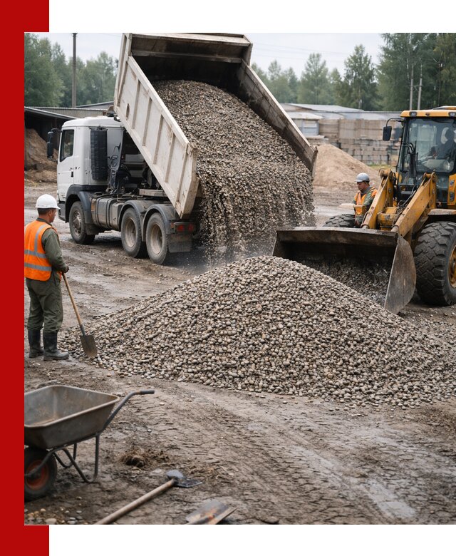 Мытый гравий с доставкой в Муравленке от карьера до участка