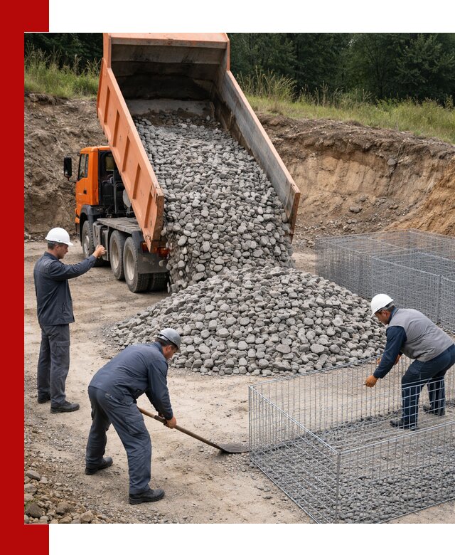 Камень для габионов с доставкой в Муравленке быстро и надёжно