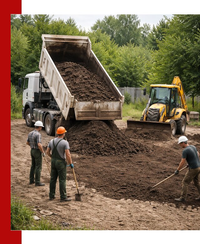 Доставка и укладка грунта для выравнивания участка в Муравленке