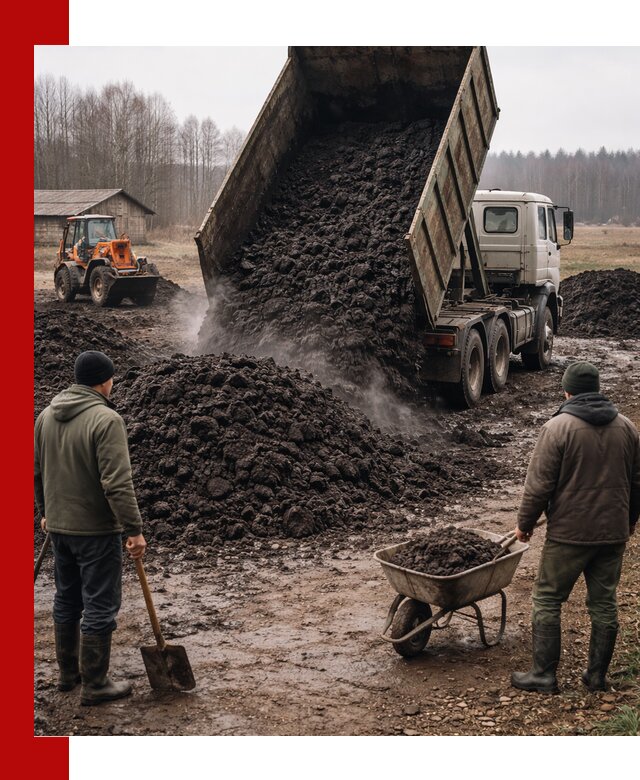 Доставка низинного торфа с разгрузкой и доставкой в Муравленке