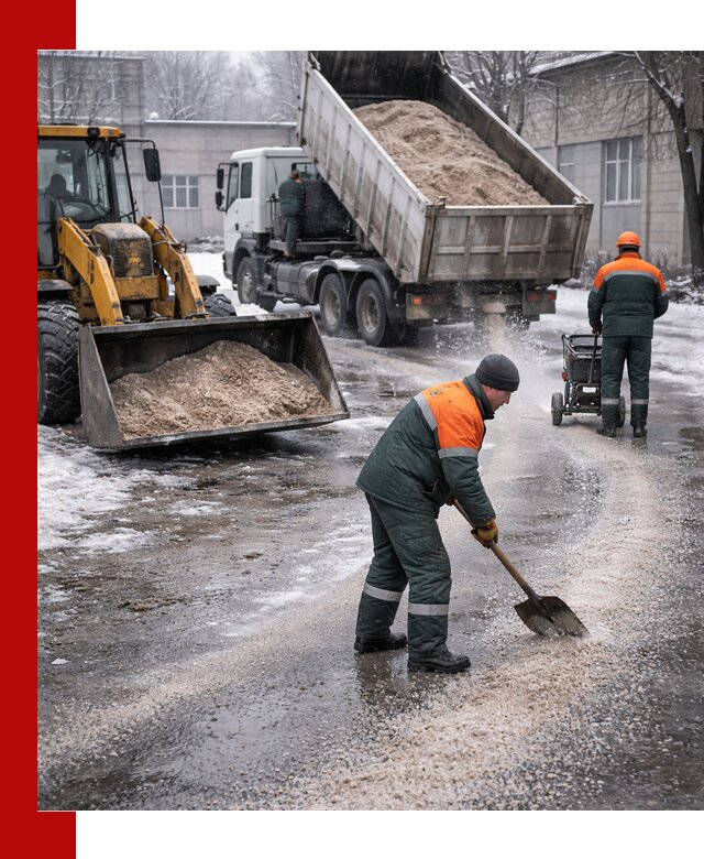 Реагент против гололеда с доставкой и нанесением в Муравленке