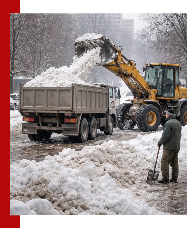 Вывоз снега грузовой техникой в Муравленке оперативно и чисто