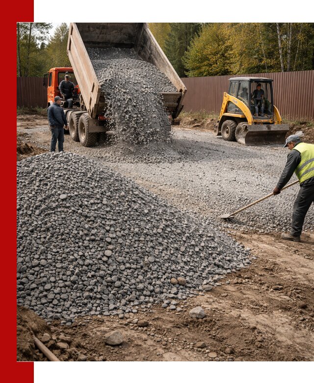 Отсыпка участка щебнем с доставкой и уплотнением в Муравленке